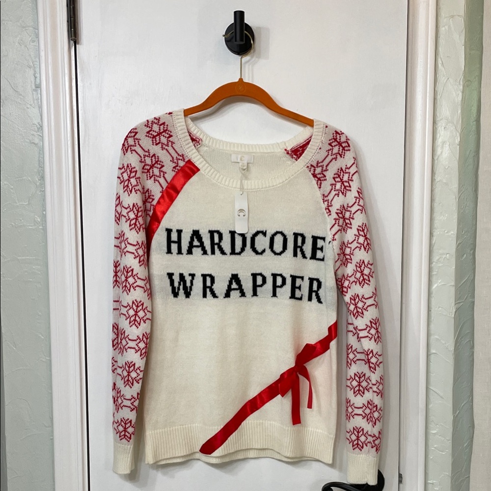 Charming Charlie Women's Cream and Red Sweater